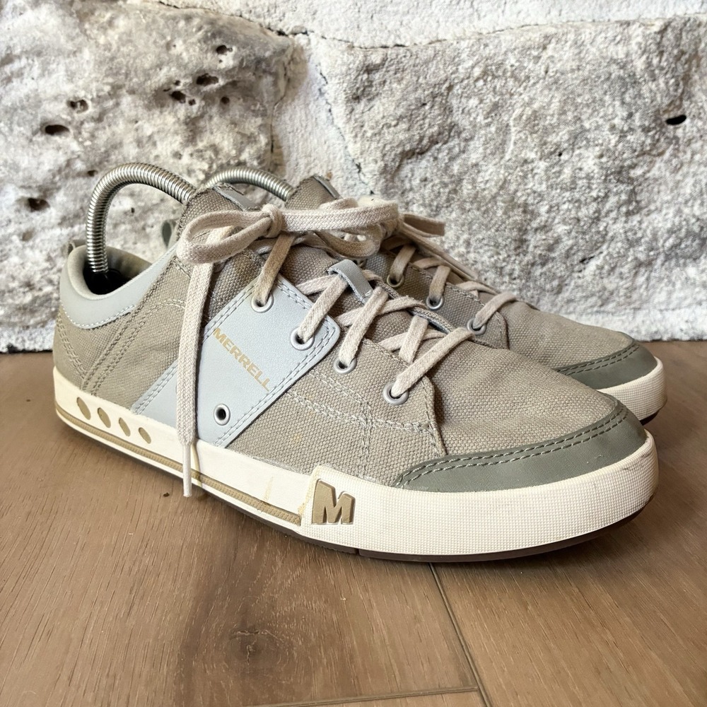 Merrell Rant Lace Up Canvas Casual Comfort Sneakers Shoes Putty Gray Womens 10